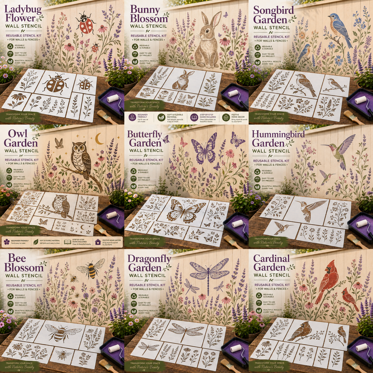 📦Limited Stock 49% OFF 🌿 Garden Wall Stencil—Make your walls look lively and not monotonous🔥🎁Give your child a vivid home🏠