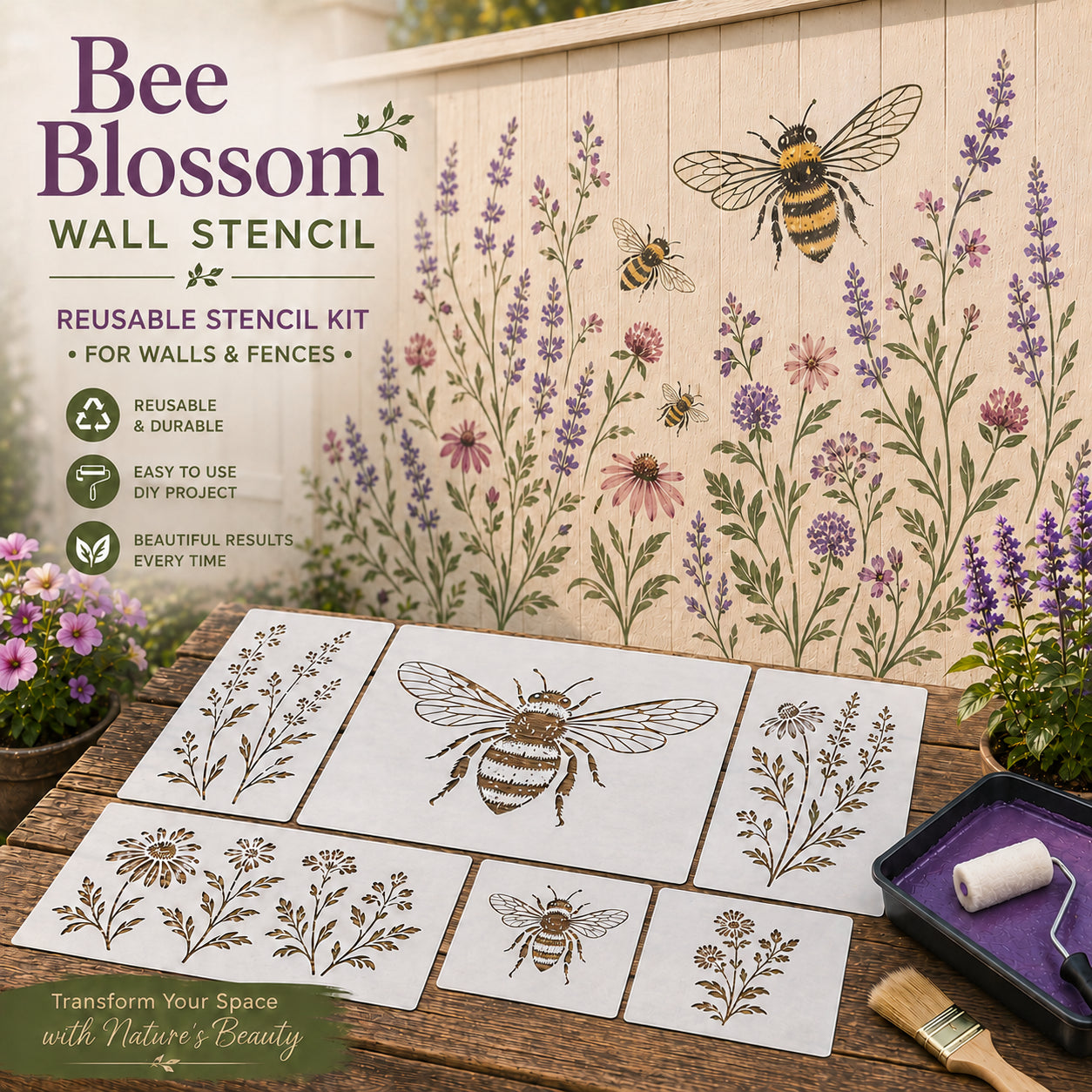 📦Limited Stock 49% OFF 🌿 Garden Wall Stencil—Make your walls look lively and not monotonous🔥🎁Give your child a vivid home🏠