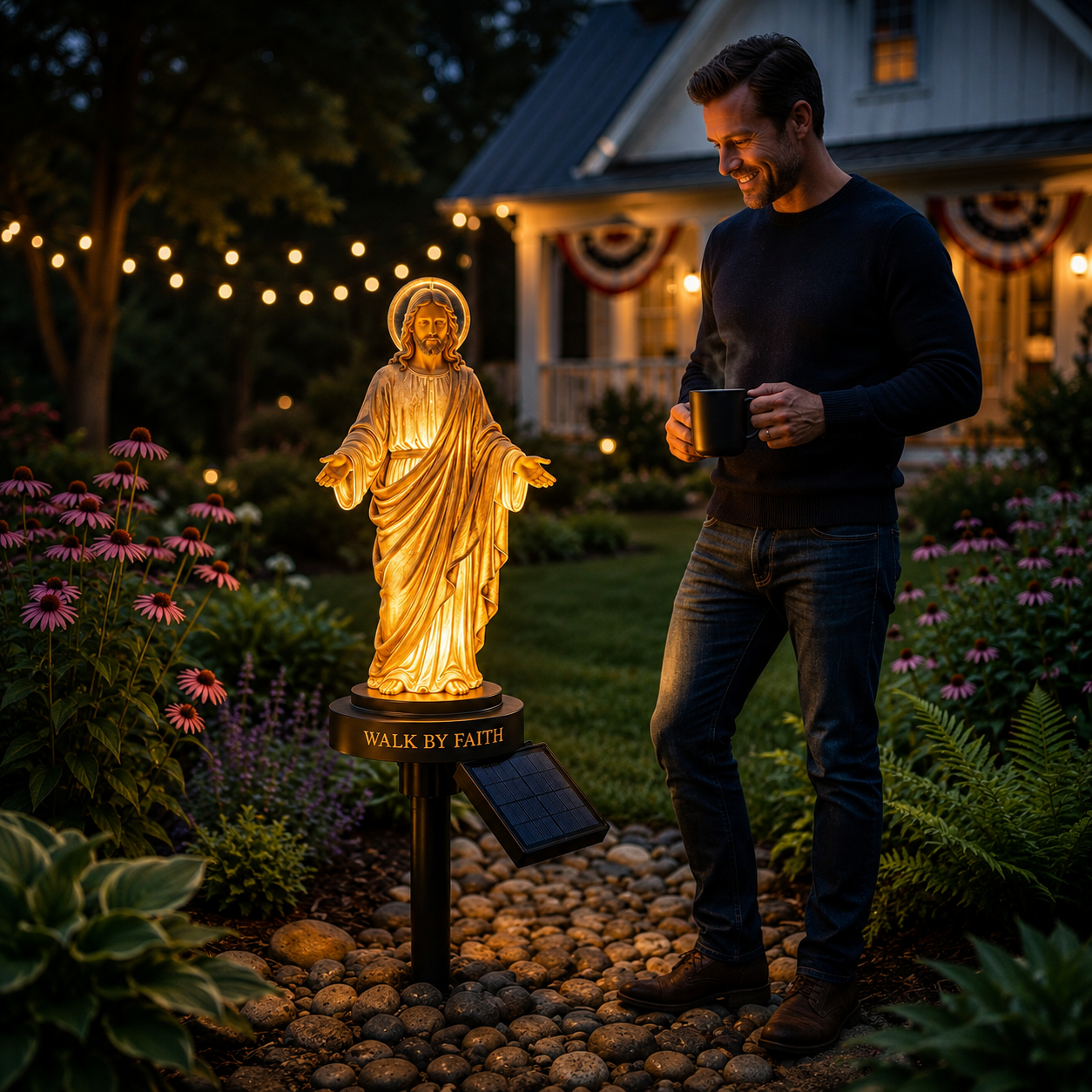 🙏🏻 Walk by Faith Solar Jesus Garden Light – A Peaceful Reminder of His Presence