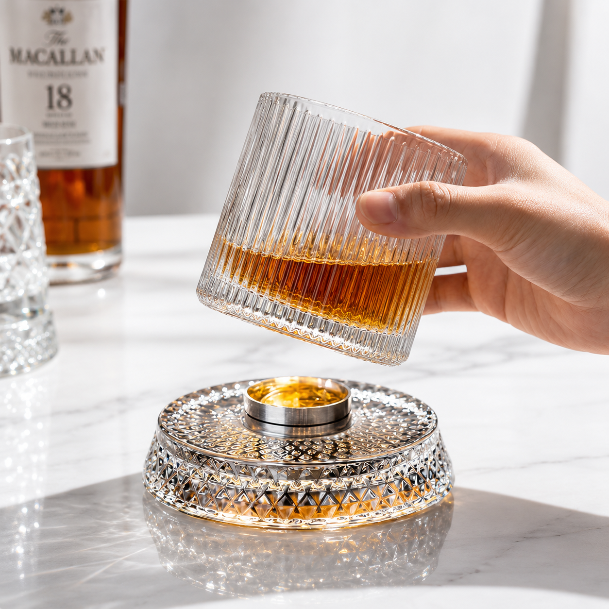 Rotating Whiskey Glass