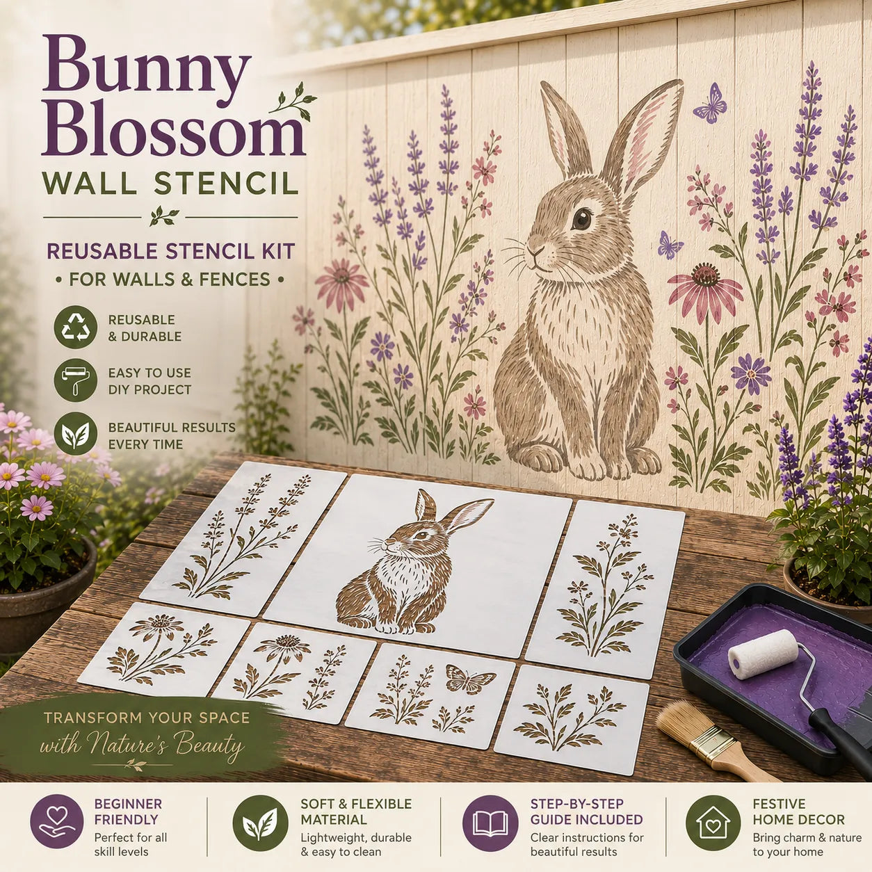 📦Limited Stock 49% OFF 🌿 Garden Wall Stencil—Make your walls look lively and not monotonous🔥🎁Give your child a vivid home🏠