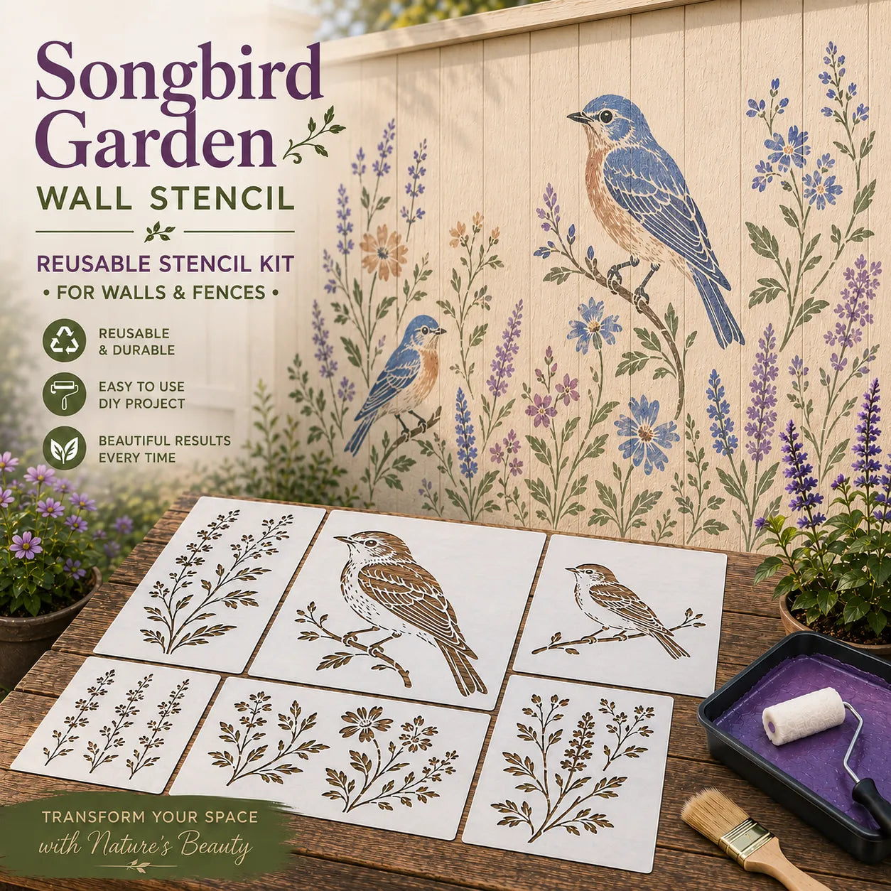 📦Limited Stock 49% OFF 🌿 Garden Wall Stencil—Make your walls look lively and not monotonous🔥🎁Give your child a vivid home🏠