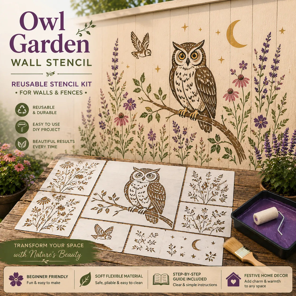 📦Limited Stock 49% OFF 🌿 Garden Wall Stencil—Make your walls look lively and not monotonous🔥🎁Give your child a vivid home🏠