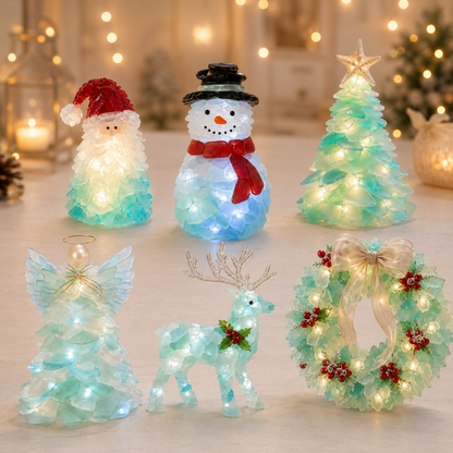 🔥Last Day 49% OFF – 🎅 Beginner-Friendly DIY Lighted Sea Glass Santa Christmas Decor Kit | Complete Kit with Sea Glass Pieces, Warm Fairy Lights & Step-by-Step Guide Included 💕